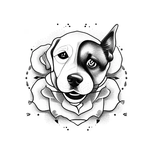 A Dog Playing A Guitar Surrounded By Roses