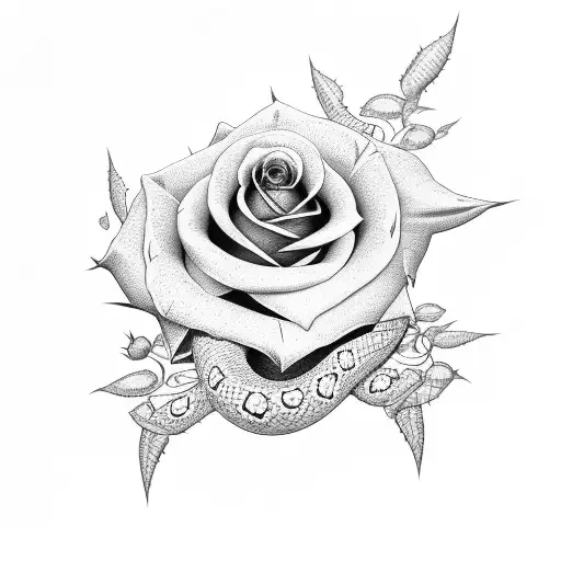 Rose With Thorns And A Snake
