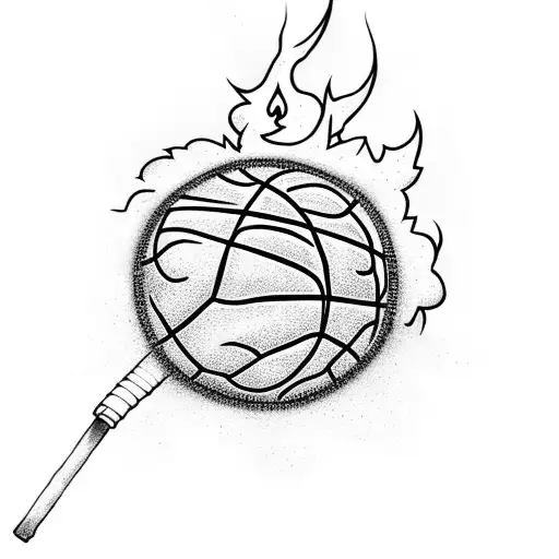 Basketball Hoop Engulfed In Black Smoke With Graffiti Flames