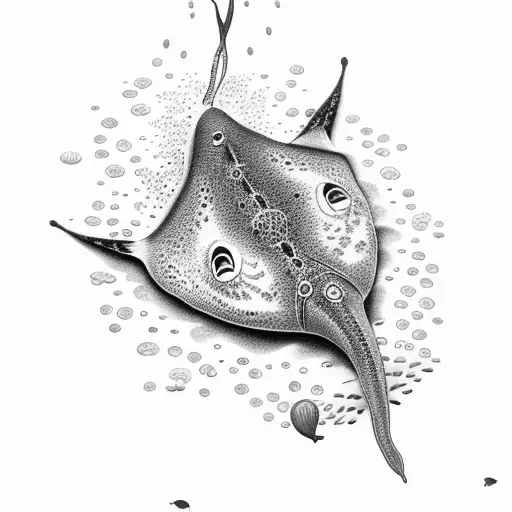 Stingray Surrounded By Coral Bottom Of Ocean