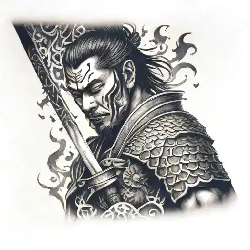 Samurai And Flames Left Arm Sleeve