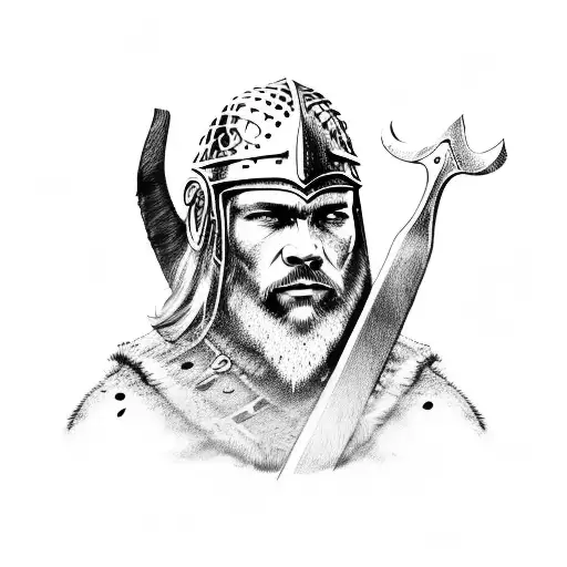 A Viking Warrior With Dotwork Details