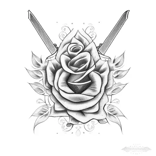 Sword With Blue Roses
