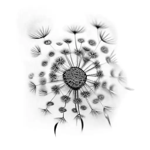 Ornamental Floral Thigh Piece With Multiple Different Flowers Including A Dandelion