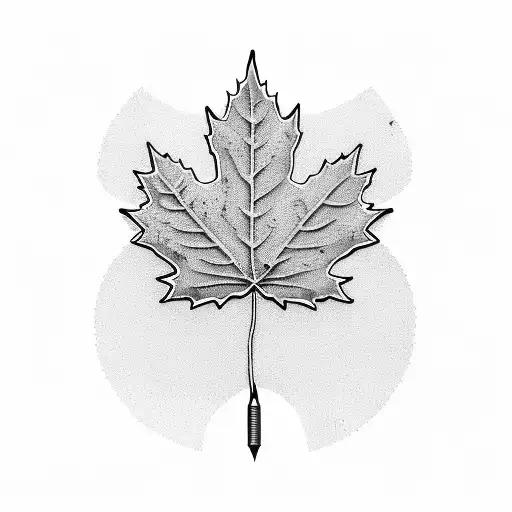 Maple Leaf With Fishing Rod And Lacrosse Stick