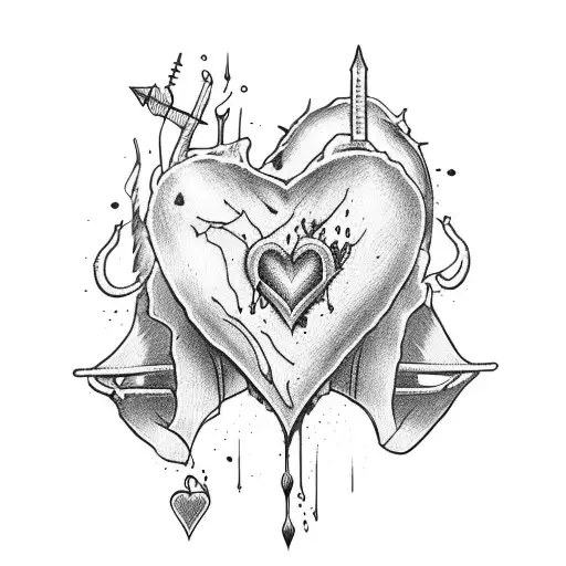 Heart With Arrow Blood Dripping Down