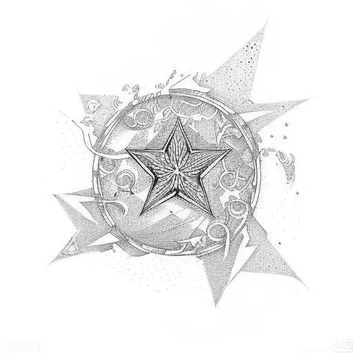 Star With Japanase Waves