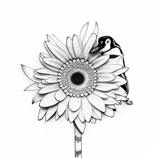 Penguin Holding A Gerbera