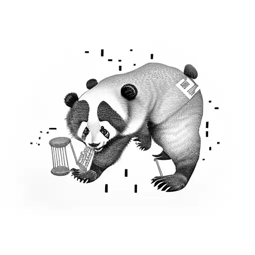 A Panda Breakdancer Surrounded By Graffiti-style Musical Instruments