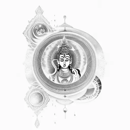 Universe And Moon With Lord Shiva