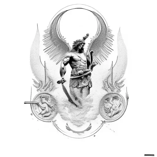 Aesthetic Tattoo Featuring A Beautifully Detailed Sculpture Of The Greek God Apollo