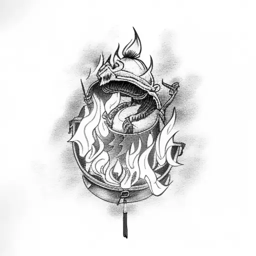 Chinese Wok With Smoke And Flame Devil