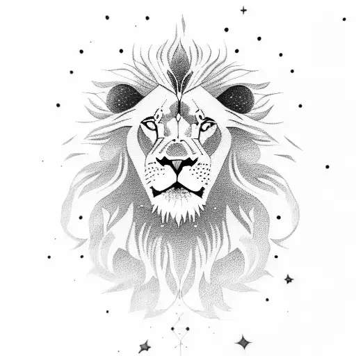 A Peaceful Lion Meditating Under A Starry Sky