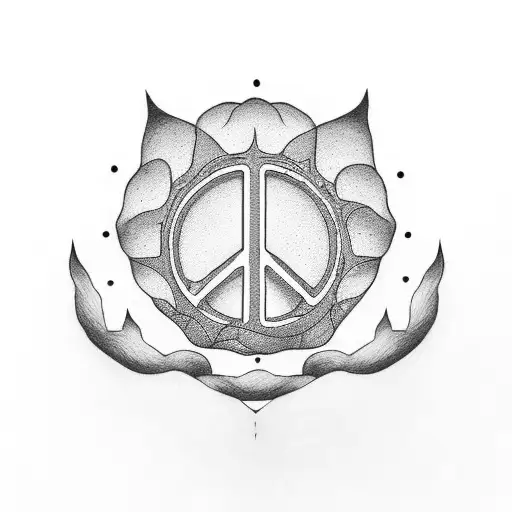 A Minimalist Design Of A Clamshell With The Word 'Peace' Inscribed