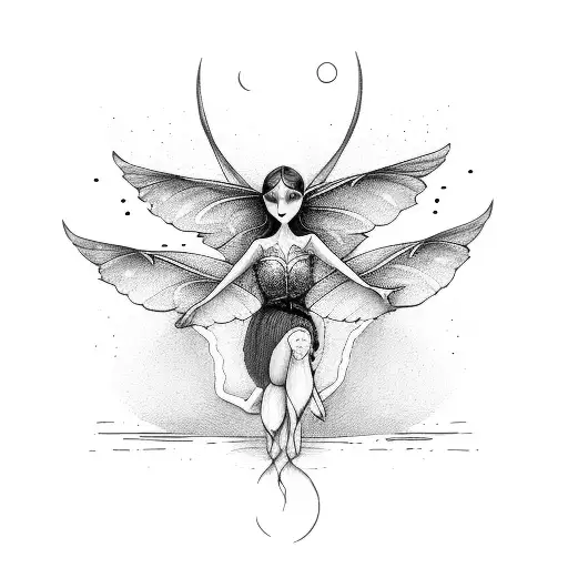 3 Fairies Flying Holding Hands For Shoulder And Collarbone Area