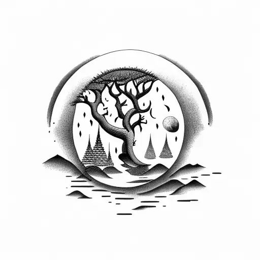 A Serene Moonlit Forest With A Person Meditating