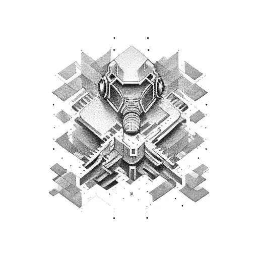 A Constructor Building A Gaming Console In A Dotwork Style