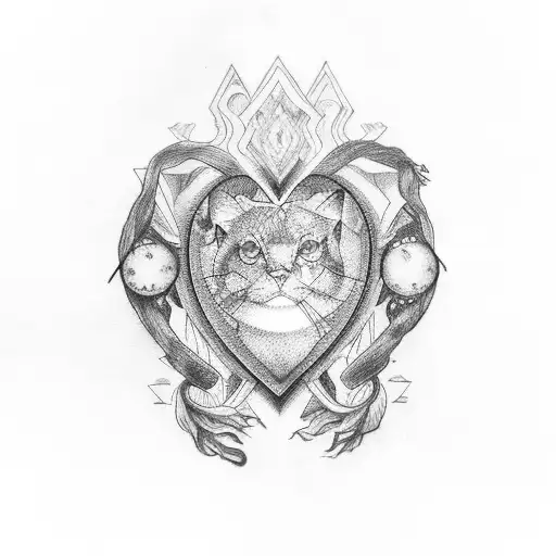 Black Rounded Heart Filled With Half Blue And Half Purple Color