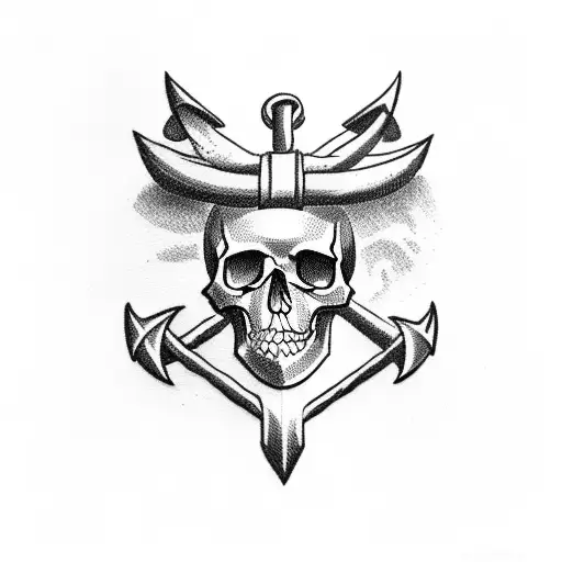 Anchor With Skull On Top