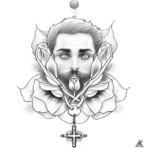 Jude The Apostle With Roses And Rosary