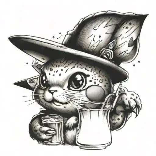 A Realistic Portrait Of Pikachu Holding A Glass Of London Mule