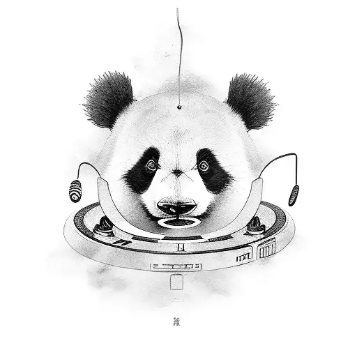 A Panda Dj Spinning Records With A Calm Expression