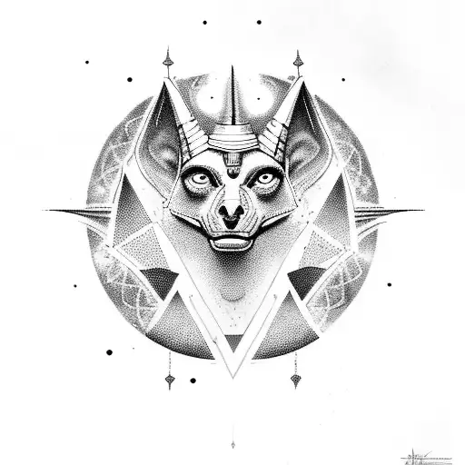 Eyptian Theme With Anubis With A Galaxy Background And Pyramids