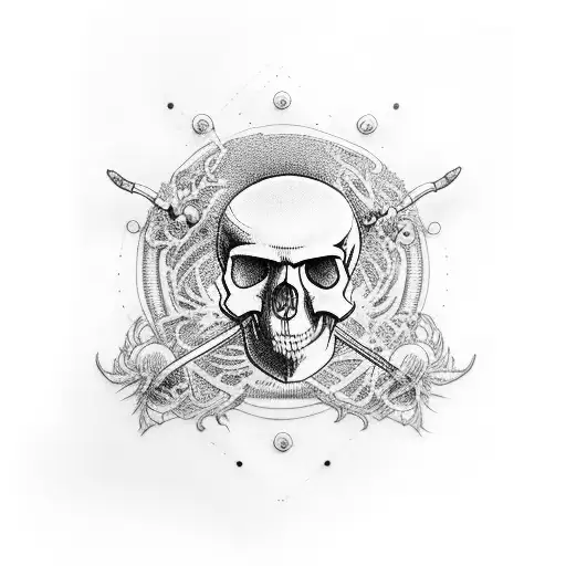 Lobotomy Skull With Guitar Arm Sleeve