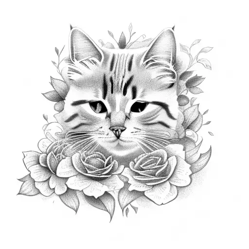 Flowers With A Cat Hidden