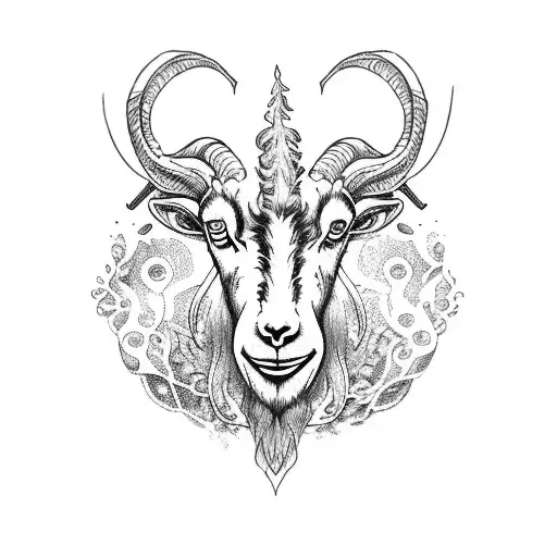 Goat Head In Circle