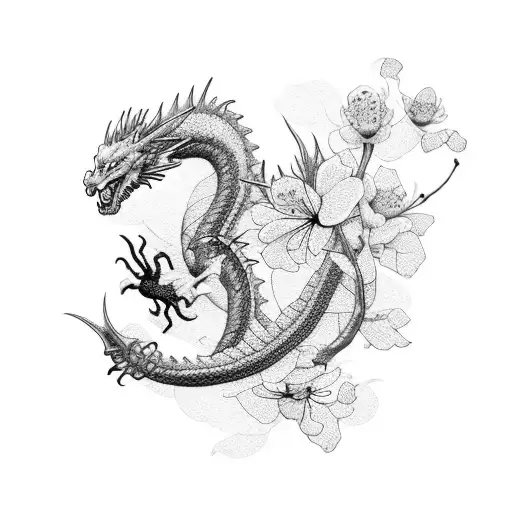 Cherry Blossom With Dragon