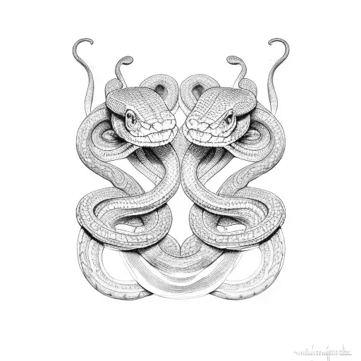 Two Headed Snake Wrapped Around A Cross