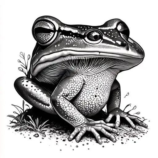 Tree Frog Sitting On Mushroom