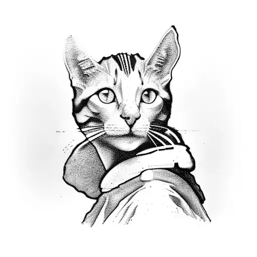 Vermeer's Girl With A Pearl Earring But With A Calico Cat