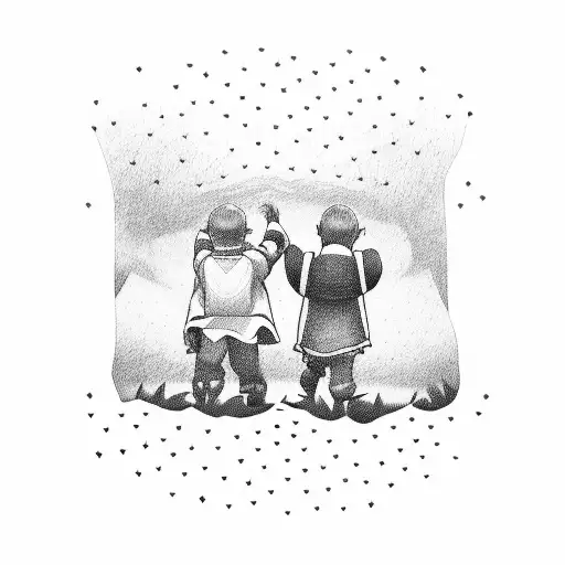 A Proud Dad Holding The Hands Of His Twin Children