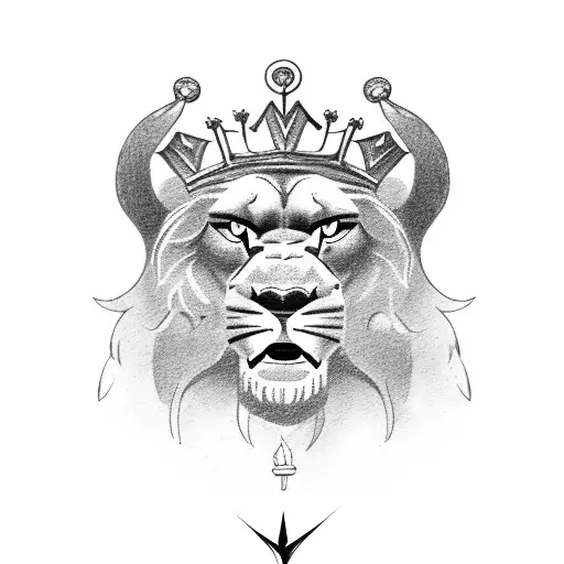 Roaring Lion Woth A Crown And Add Anchor And Oak Tree Around It