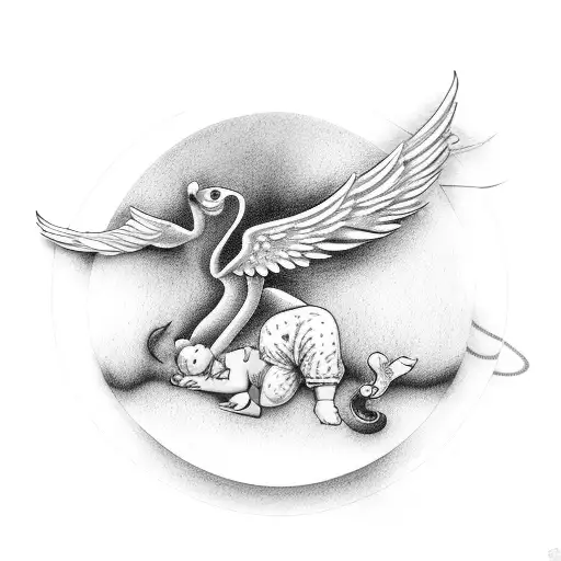 Memorial Tattoo For Lost Baby With Wings