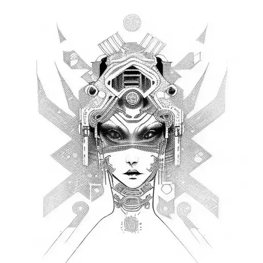 Design A Cyberpunk Geisha With Intricate Sigil
