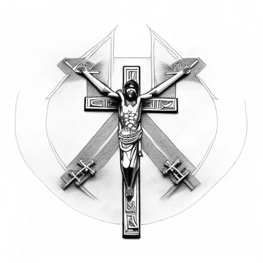 Christian Crucifix Combined With Staff Of Asclepius