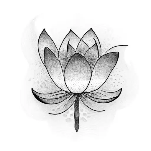 A Dotwork Tattoo Of A Cat's Paw Print With A Peaceful Lotus Flower Incorporated Within The Design