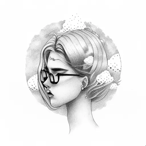 Girl Head In A Cloud