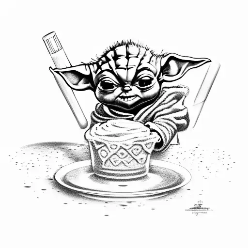Baby Yoda Eating Soft Serve Icecream