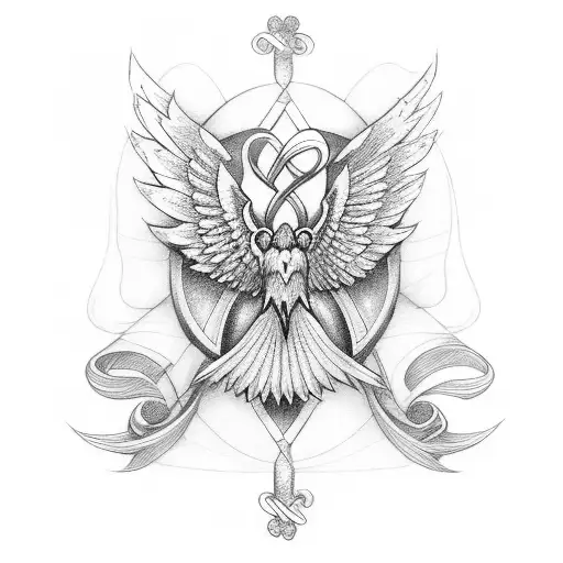 Harp With Wings And Shamrock