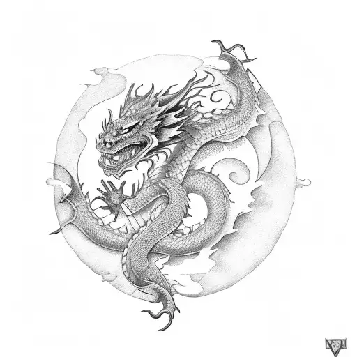 Dragon Wrapped Around Scroll