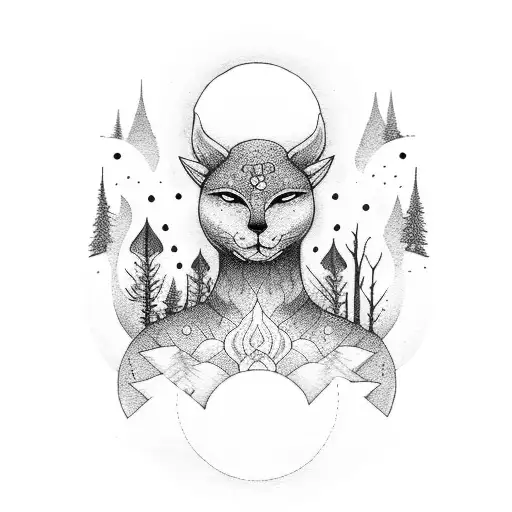 A Serene Moonlit Forest With A Person Meditating