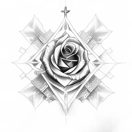 Christian Cross And Rose