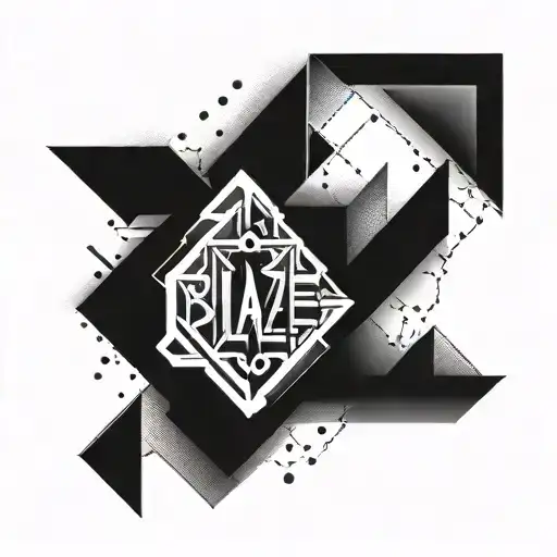Abstract Geometric Design Incorporating The Word 'Blaze' In A Graffiti Style Font