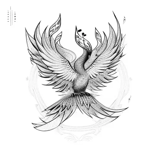 Phoenix Bird With Music Note