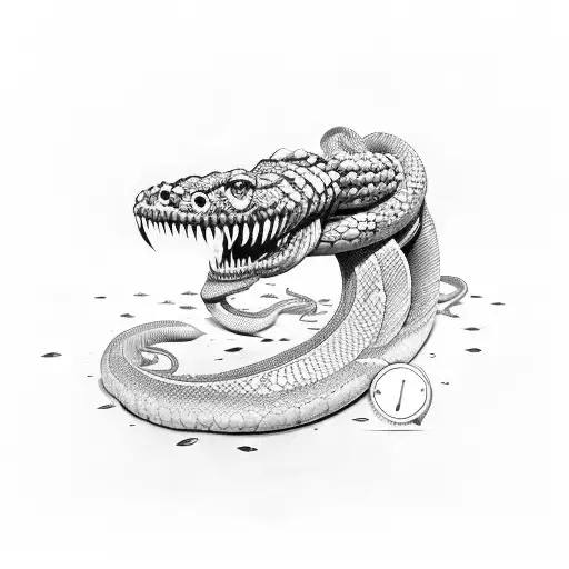 A Human Demon Eating A Giant Snake