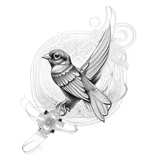 Bird With Cross Sleeve